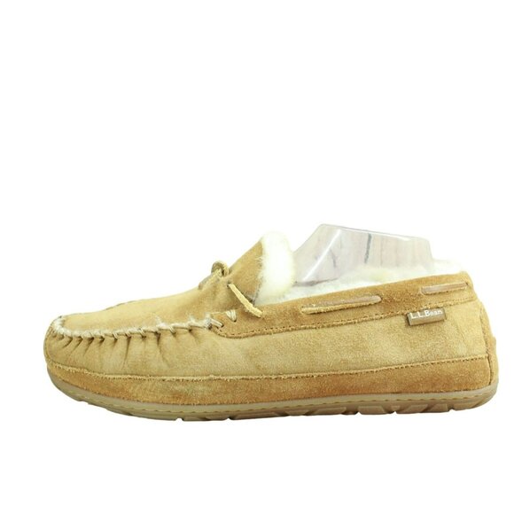 L.L. Bean Other - LL Bean Brown Suede Wicked Good Shearling Lined Moccasin Slippers Size 11 M
